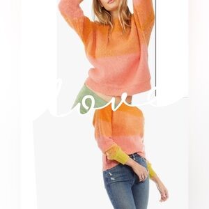 Free People Autumn Sky Ombré Wool Blend Sweater XS Sunset Pink